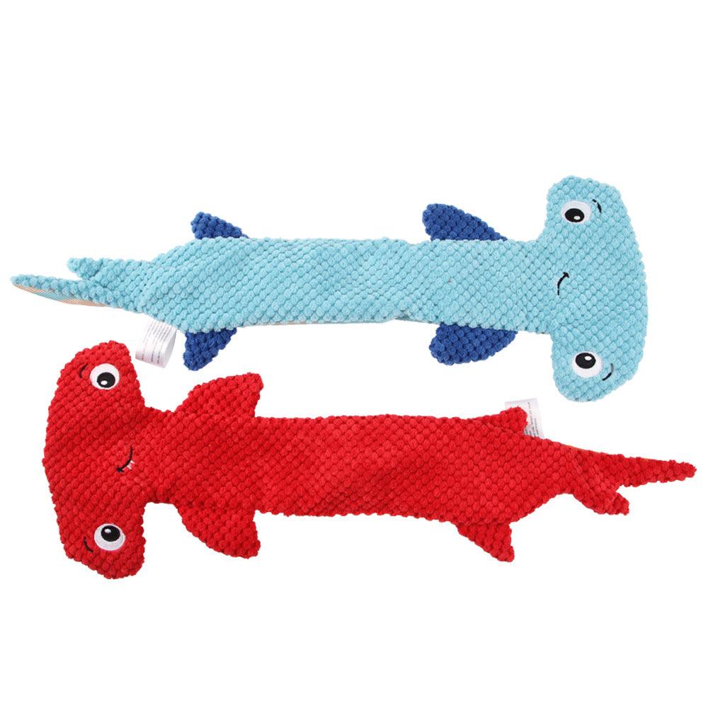 CalmPaw™ Hammerhead Shark Dog Toy – Squeaky Plush Chew Toy for Dogs