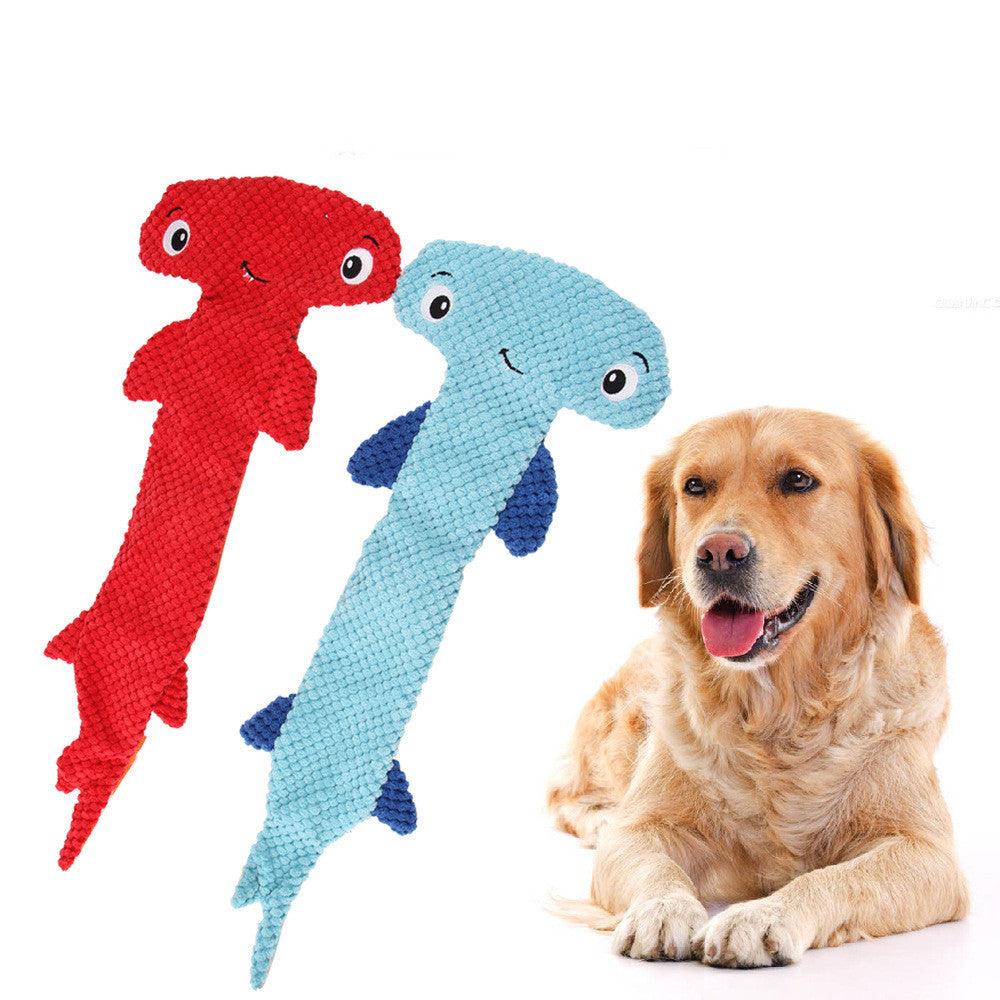 CalmPaw™ Hammerhead Shark Dog Toy – Squeaky Plush Chew Toy for Dogs