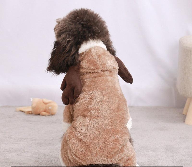CalmPaw™ Cosy Coral Fleece Dog Costume – Cute Cartoon Outfit for Autumn & Winter