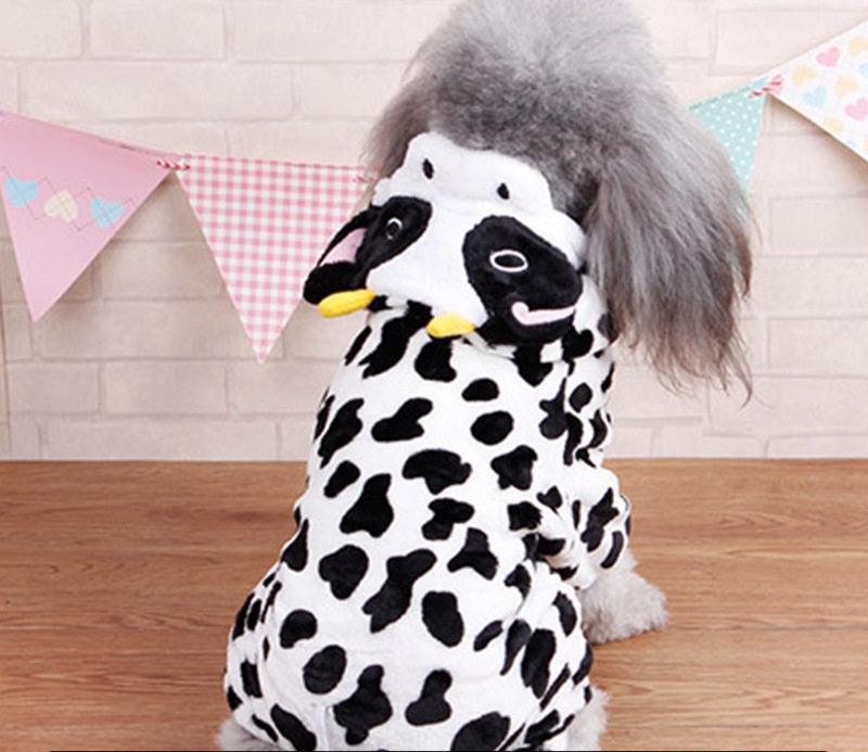 CalmPaw™ Cosy Coral Fleece Dog Costume – Cute Cartoon Outfit for Autumn & Winter