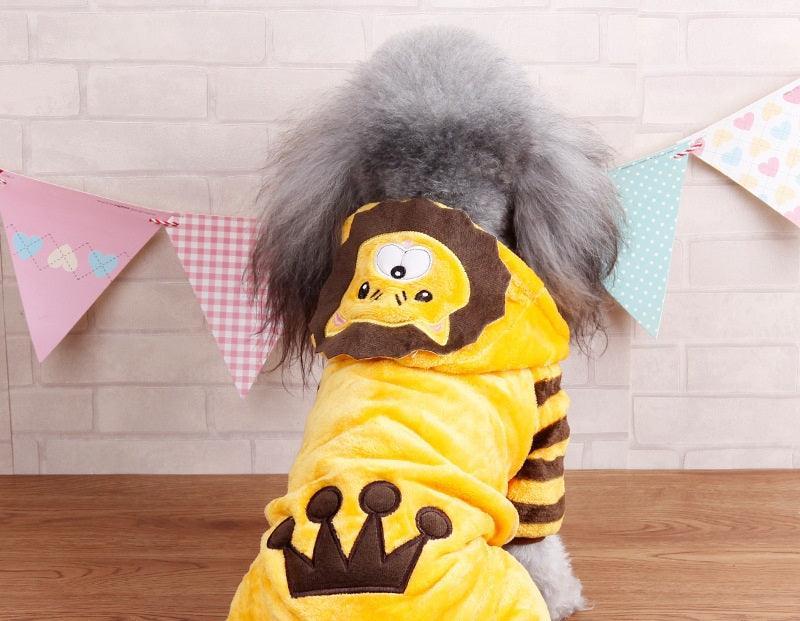 CalmPaw™ Cosy Coral Fleece Dog Costume – Cute Cartoon Outfit for Autumn & Winter