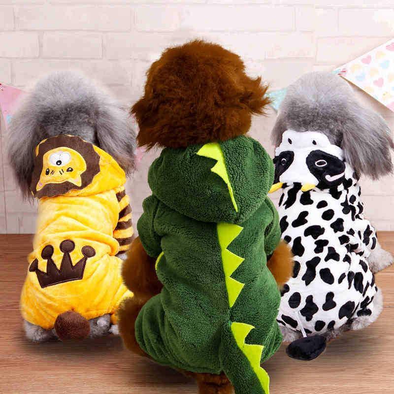 CalmPaw™ Cosy Coral Fleece Dog Costume – Cute Cartoon Outfit for Autumn & Winter