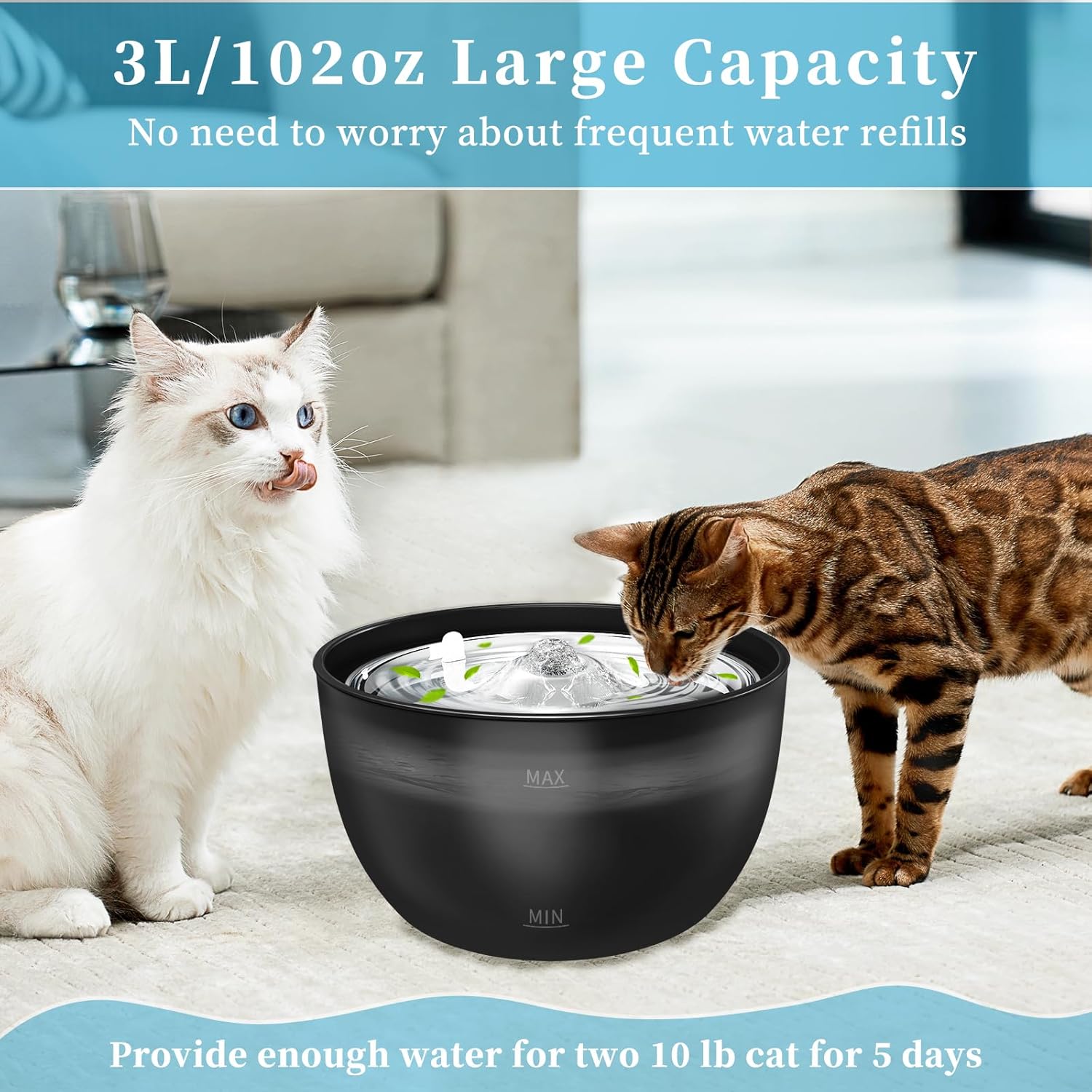 CalmPaw™ Cat Water Fountain – 3L Stainless Steel Automatic Water Dispenser