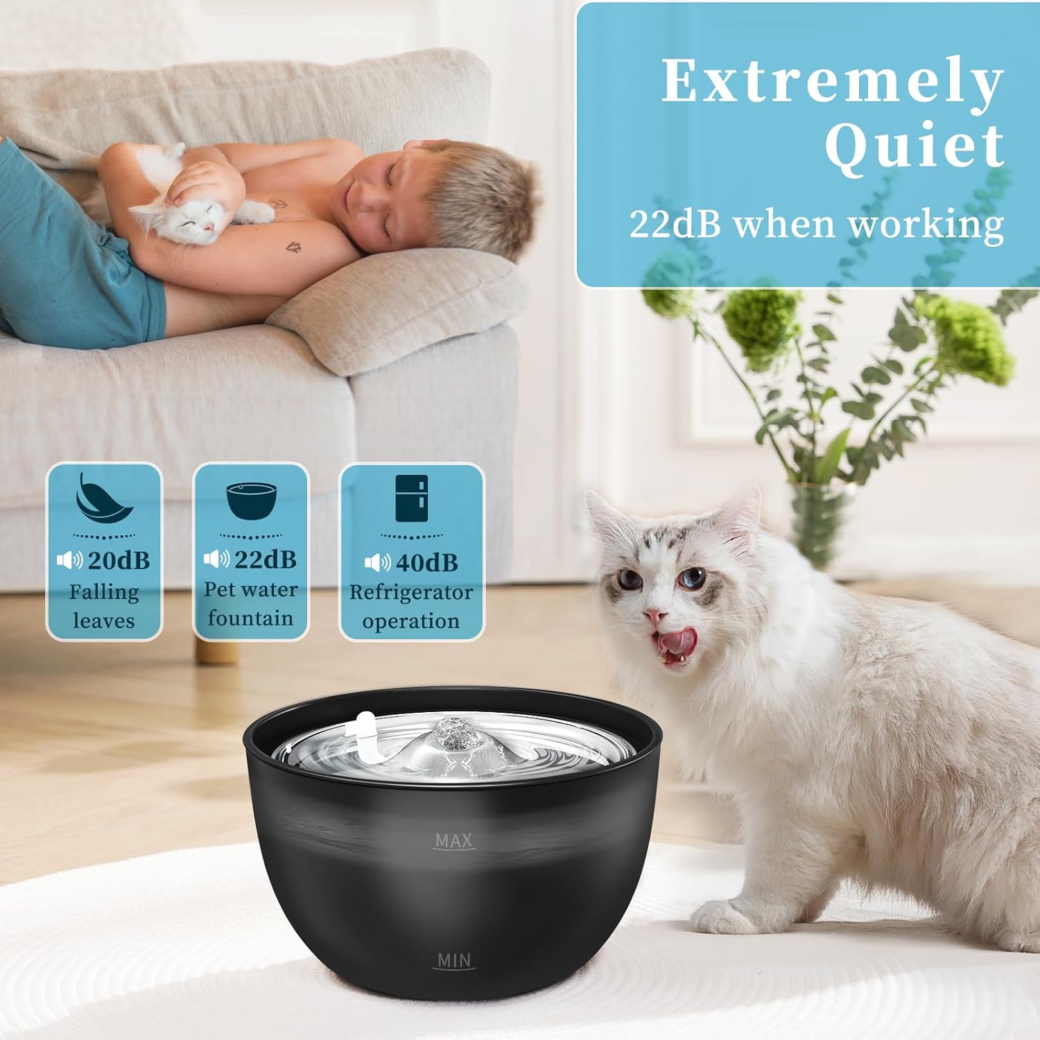 CalmPaw™ Cat Water Fountain – 3L Stainless Steel Automatic Water Dispenser
